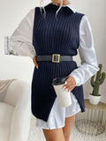 Luna Slit Solid Colour Mid-Length Vest Sweater