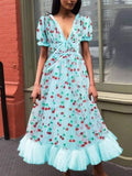 Luna French Strawberry Maxi Mesh Dress