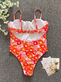 Luna Floral One-piece Low-cut High-cross Swimsuit