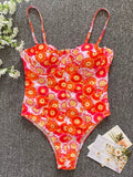Luna Floral One-piece Low-cut High-cross Swimsuit