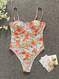 Luna Floral One-piece Low-cut High-cross Swimsuit
