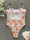 Luna Floral One-piece Low-cut High-cross Swimsuit