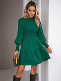 Luna Pleated Solid Colour Long-Sleeved Dress