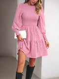 Luna Pleated Solid Colour Long-Sleeved Dress