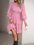 Luna Pleated Solid Colour Long-Sleeved Dress