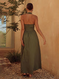 Luna Wide Strap Halter Backless Dress