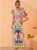 Luna Ruffles Enamel Print Swimwear
