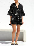 Luna Trumpet Sleeve Loose Short Dress