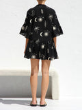 Luna Trumpet Sleeve Loose Short Dress