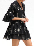 Luna Trumpet Sleeve Loose Short Dress
