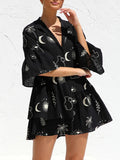Luna Trumpet Sleeve Loose Short Dress