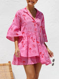 Luna Trumpet Sleeve Loose Short Dress