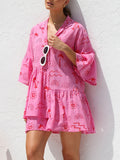 Luna Trumpet Sleeve Loose Short Dress