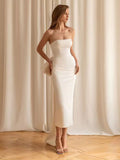 Luna White Tube Top Slim Dress