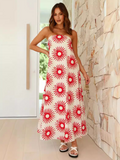 Luna Women's Printed Tube Top Long Skirt Holiday Dress