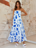 Luna Women's Printed Tube Top Long Skirt Holiday Dress