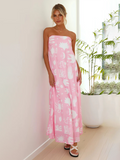 Luna Women's Printed Tube Top Long Skirt Holiday Dress