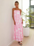 Luna Women's Printed Tube Top Long Skirt Holiday Dress