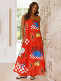 Luna Women's Printed Tube Top Long Skirt Holiday Dress