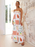 Luna Women's Printed Tube Top Long Skirt Holiday Dress