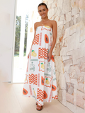Luna Women's Printed Tube Top Long Skirt Holiday Dress