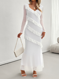 Luna Long-sleeved Slim V-neck Dress