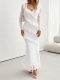 Luna Long-sleeved Slim V-neck Dress
