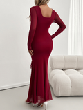 Luna Long-sleeved Slim V-neck Dress