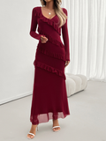 Luna Long-sleeved Slim V-neck Dress