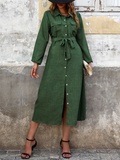Luna Lapel Green Dress
