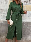 Luna Lapel Green Dress