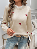 Luna Women's Embroidered Love Heart Long Sleeve Sweater
