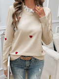 Luna Women's Embroidered Love Heart Long Sleeve Sweater