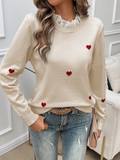 Luna Women's Embroidered Love Heart Long Sleeve Sweater