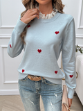 Luna Women's Embroidered Love Heart Long Sleeve Sweater