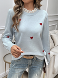 Luna Women's Embroidered Love Heart Long Sleeve Sweater