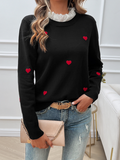 Luna Women's Embroidered Love Heart Long Sleeve Sweater