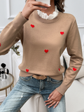 Luna Women's Embroidered Love Heart Long Sleeve Sweater