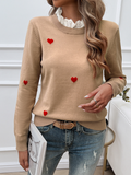 Luna Women's Embroidered Love Heart Long Sleeve Sweater