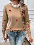 Luna Women's Embroidered Love Heart Long Sleeve Sweater