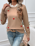 Luna Women's Embroidered Love Heart Long Sleeve Sweater