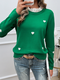 Luna Women's Embroidered Love Heart Long Sleeve Sweater