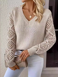 Luna V-neck Hollow Long Sleeve Casual Top