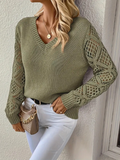 Luna V-neck Hollow Long Sleeve Casual Top