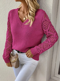 Luna V-neck Hollow Long Sleeve Casual Top