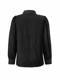 Luna Single Breasted Solid Colour Embroidered Long Sleeve Shirt
