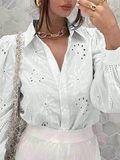 Luna Single Breasted Solid Colour Embroidered Long Sleeve Shirt
