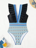 Luna V-Neck Ruffled Backless One-Piece Swimsuit