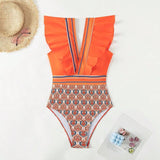 Luna V-Neck Ruffled Backless One-Piece Swimsuit