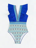 Luna V-Neck Ruffled Backless One-Piece Swimsuit